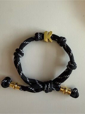NEW BaubleBar Black & White Rope Bracelet with Gold Accent - K